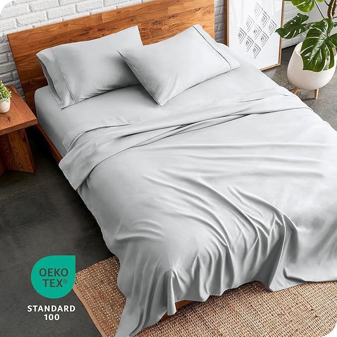 Bare Home Full Extra Long Sheet Set - 1800 Ultra-Soft Microfiber Full XL Bed Sheets - Double Brushed - Deep Pockets - Easy Fit - 4 Piece Set - Bed Sheets (Full XL, French Grey)