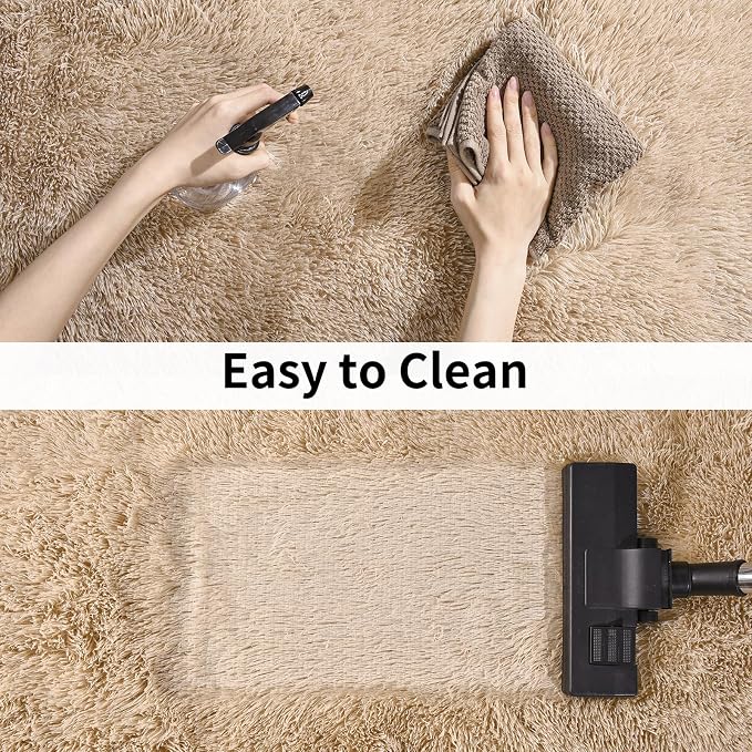 Soft Runner Rugs for Bedroom Hallways, 2 Packs 2x6 Beige Fluffy Shag Throw Area - Image 7
