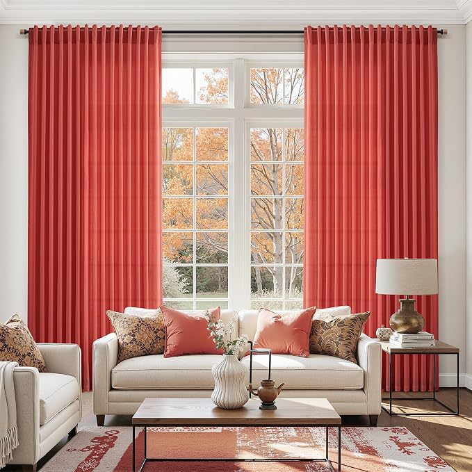 Christmas Red Linen Curtains 72 Inches Long - Image 6