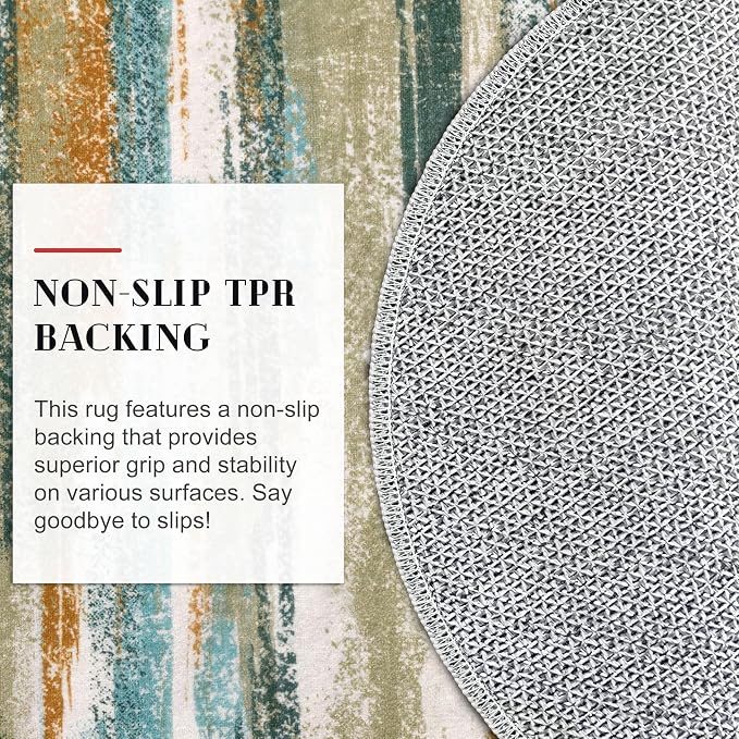Lansny Modern Abstract Round Rug 6Ft, Soft Circular Dining Room Rug Thin Print - Image 7