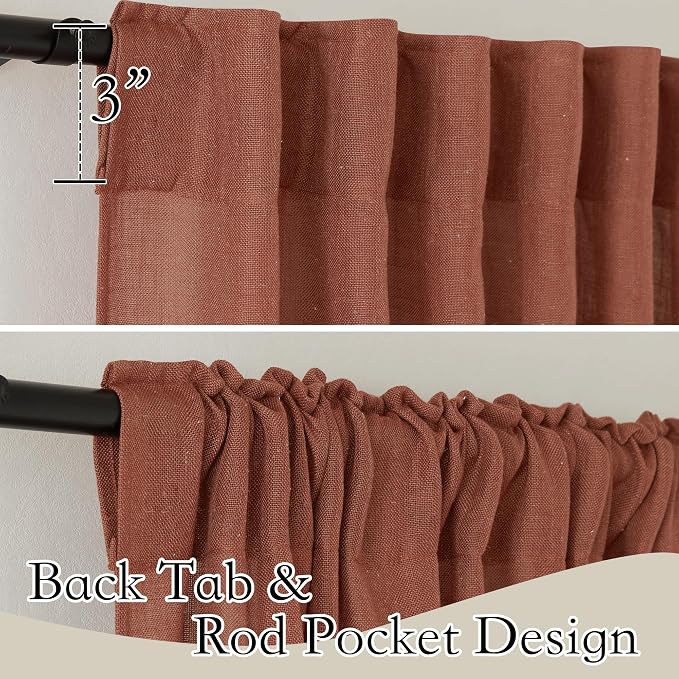 RYB HOME Faux Linen Curtains 102 inches Long, Elegant Textured Sheer Drapes - Image 2