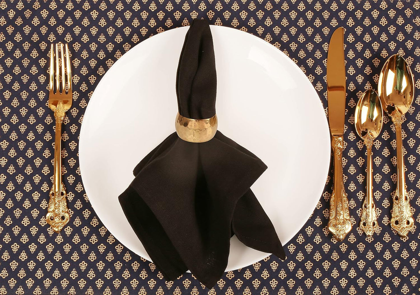 Gorgeous Perfect Hand Hammered Large Size Gold Color Party Dining Table Napkin Holders (Set of 6)