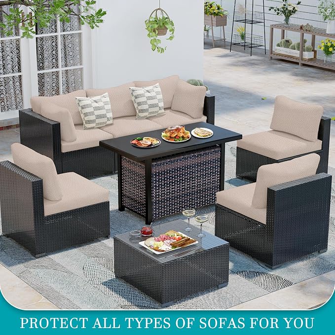14Pcs Stretch Patio Cushion Covers, Outdoor Couch Covers Replacement, Outdoor - Image 4