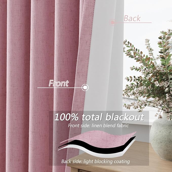 Guken 100% Blackout Curtains 90 Inch Length 2 Panels Set - Image 4