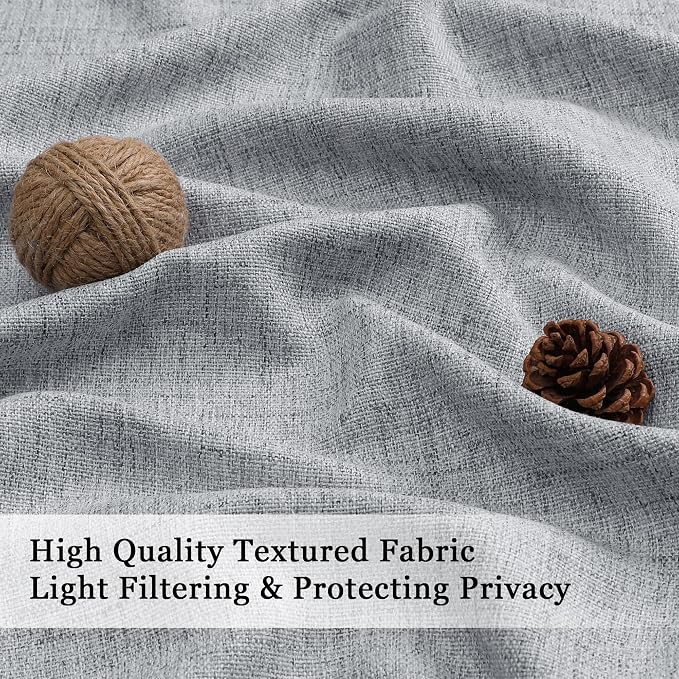 OWENIE Grey Valances for Windows 1 Pcs 24 Inch Length, Light Filtering Textured - Image 2