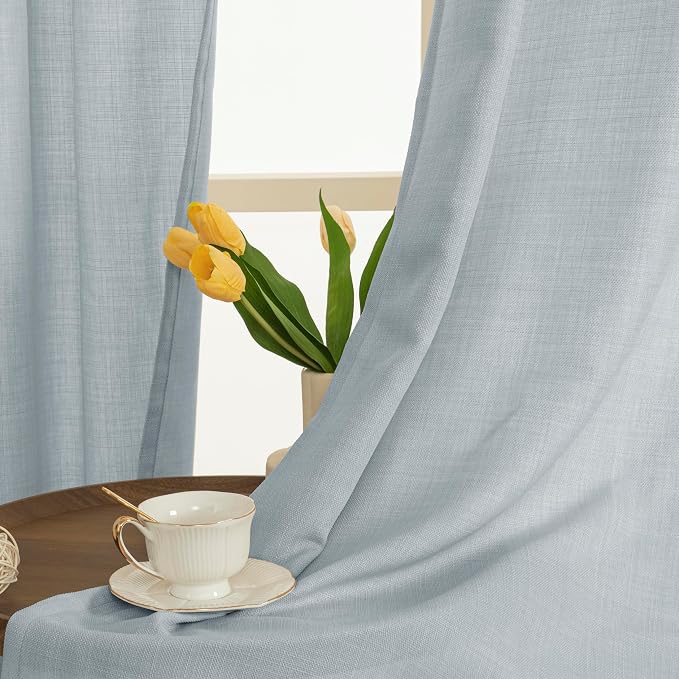 LAMIT 72 inch Linen Curtains for Living Room, Grommet Thick Linen Textured - Image 3