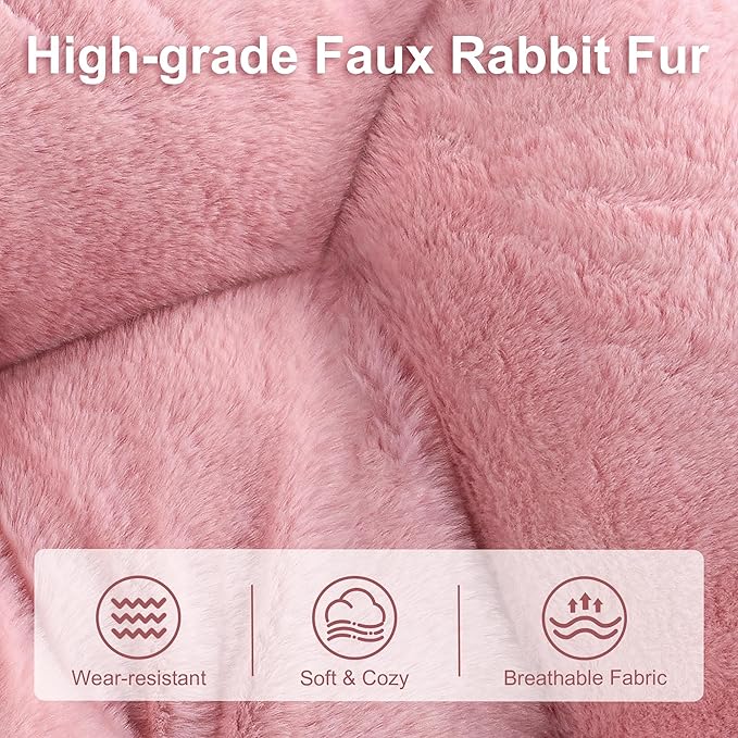 Comfy Saucer Chair for Adults, Foldable Living Room Chairs, Soft Faux Fur Lounge Chair for Bedroom, Reading Chairs, X-Large (Ottoman-Pink)