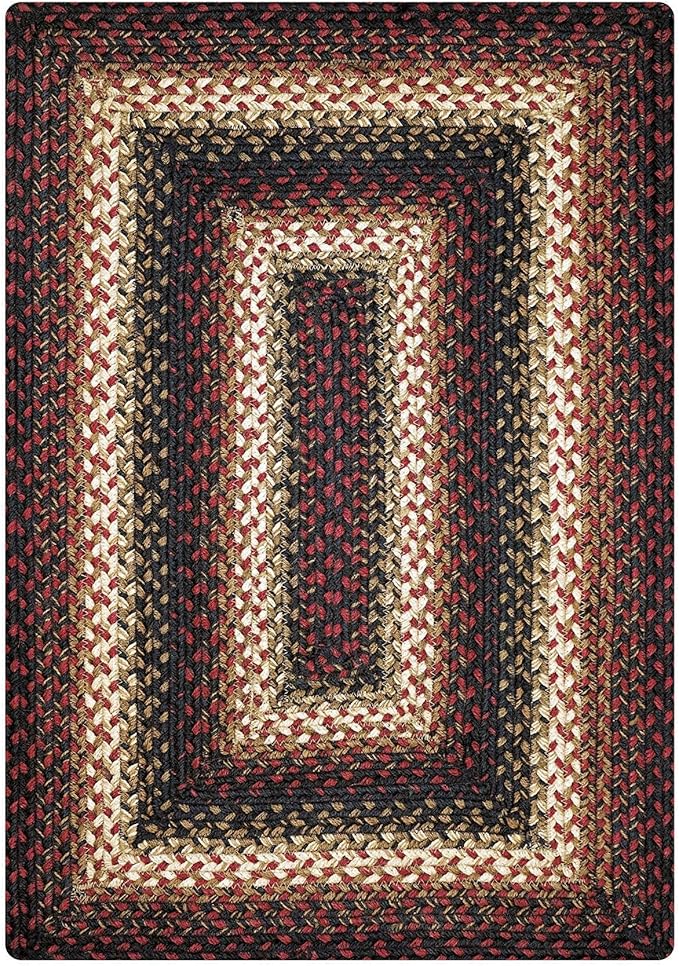Homespice Prescott Braided Area Rugs 8x10' - Primitive Red and Black Rugs for Dining Room and Living Room