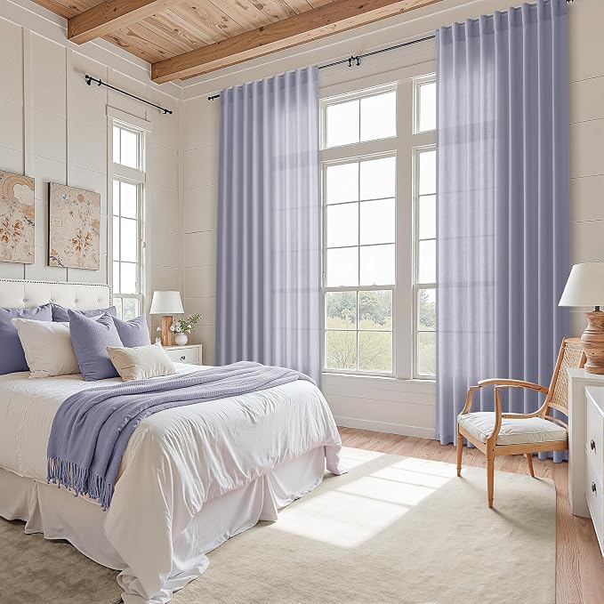 Nanspring Lavender Purple Linen Curtains 90 Inches Long - Image 7