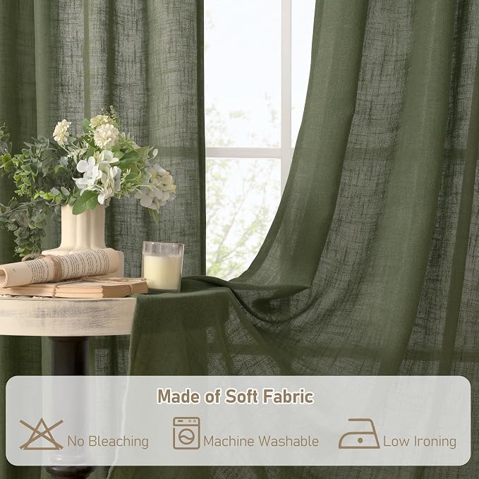 LAMIT Linen Sheer Curtains 80 inch - Image 8
