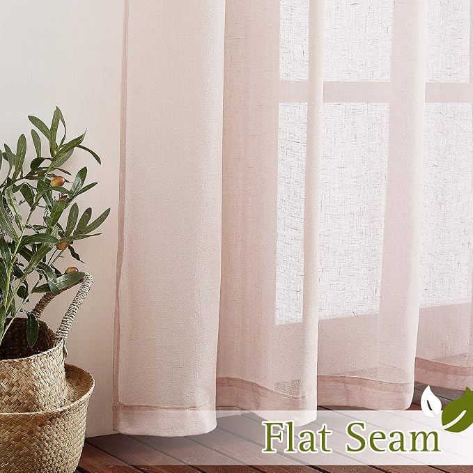 NICETOWN Flax Natural Blend Semi Sheer Curtains 72" L - Image 7