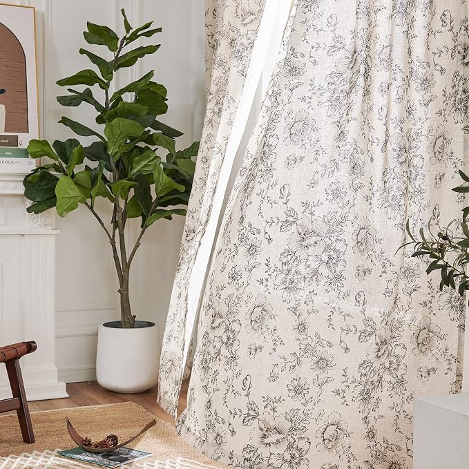jinchan Floral Curtains for Living Room 84 Inch Length Farmhouse Printed - Image 6