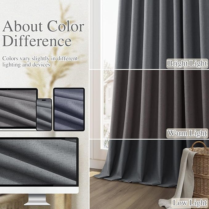 Guken 100% Blackout Curtains 96 Inch Length 2 Panels Set - Image 7