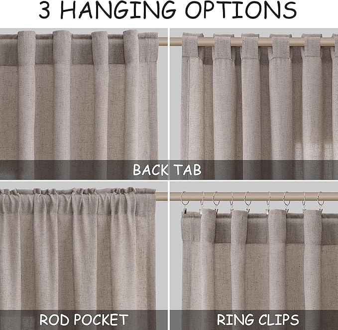 Brownish Grey Linen Curtains 63 Inches Long - Image 2
