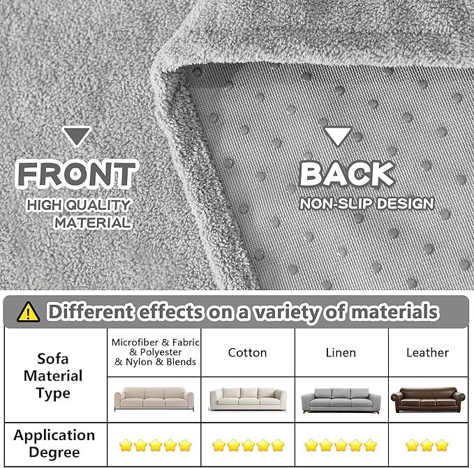 MYSKY HOME Couch Covers Couch Cover 3 Cushion Sofa, Couch Covers for Pet, Dog Couch Protector, L Shape Sofa Cover Non Slip Sofa Slipcover Washable Furniture Covers for Pets, 91"x 150", Light Grey