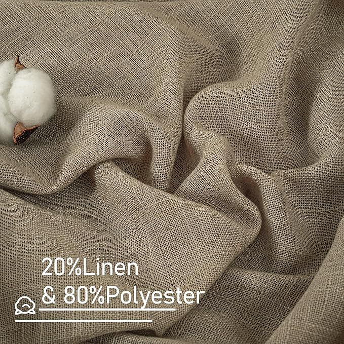 LAMIT Taupe Linen Curtains 24 Inch Length - Image 2