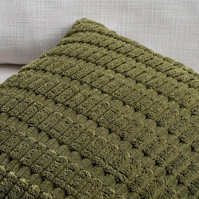 Fancy Homi 4 Packs Boho Moss Green Decorative Throw Pillow Covers 12x20 Inch - Image 4