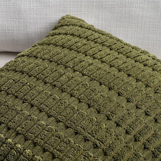 Fancy Homi 4 Packs Boho Moss Green Decorative Throw Pillow Covers 20x20 Inch - Image 4
