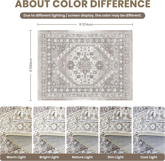 zesthome 6x9 Area Rug, Super Soft Washable Rugs - Image 2