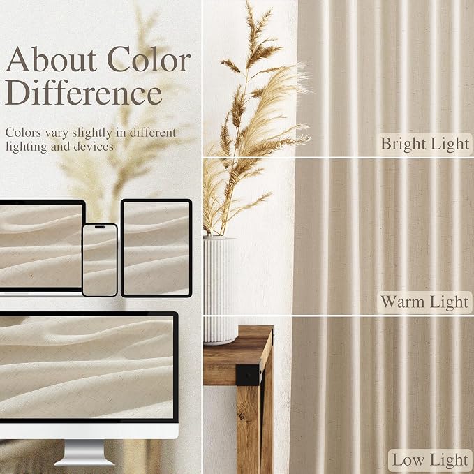 Nanspring Birch Beige Curtains 90 Inches Long - Image 3