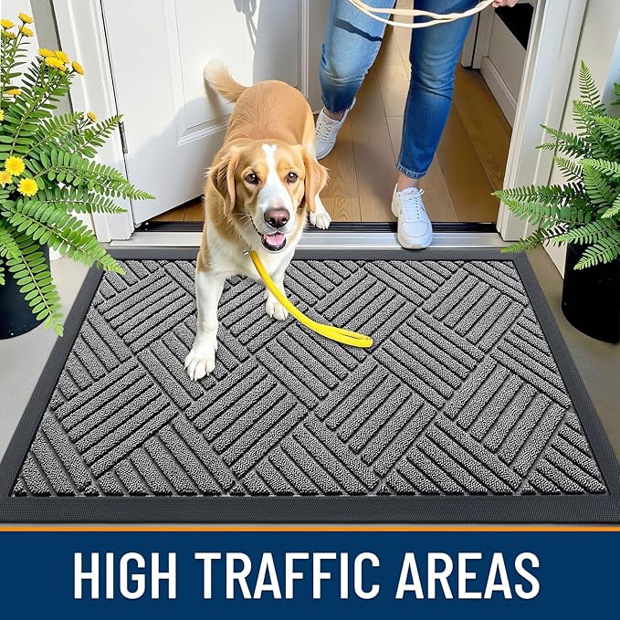 OLANLY Front Door Mat Outside Entrance 35x23, Heavy Duty Sturdy Natural Rubber - Image 4