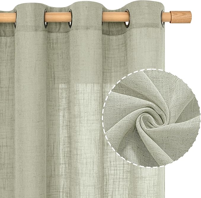 LAMIT 45 Inch Length Linen Curtains - Image 2