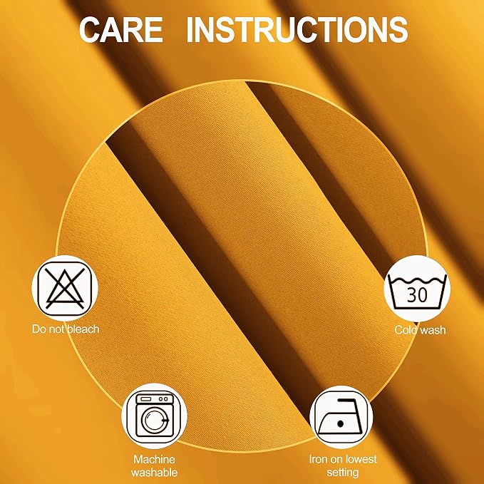 LEMOMO Yellow Thermal Blackout Curtains/38 x 54 Inch/Set of 2 Panels Room - Image 4