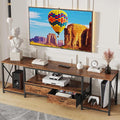 TV Stand with Fabric Drawers for 80 85 Inches TV - Entertainment Center and Industrial TV Console Table with Open Storage Shelves for Living Room, Bedroom- 79.1" Rustic Brown