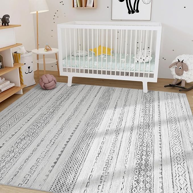 Nakagishi Area Rugs 8x10 Living Room: Washable Boho Large Neutral Soft - Image 7