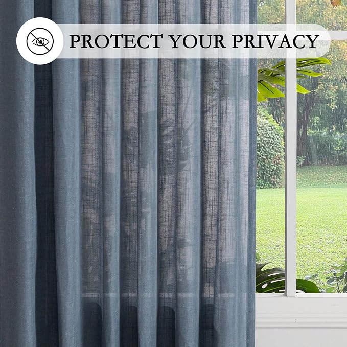 MYSKY HOME Short Semi Sheer Blue Curtains - Image 6