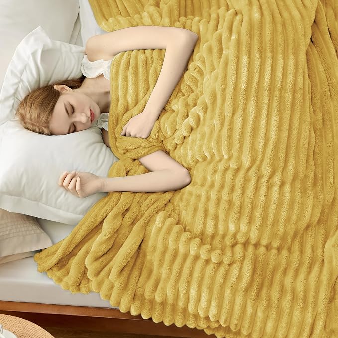 Bedsure GentleSoft Yellow California King Size Blanket - Image 3