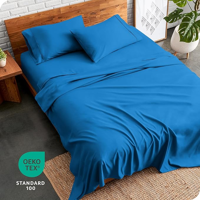 Bare Home King Sheet Set - Luxury 1800 Ultra-Soft Microfiber King Bed Sheets - Double Brushed - Deep Pockets - Easy Fit - 4 Piece Set - Bedding Sheets & Pillowcases (King, Medium Blue)