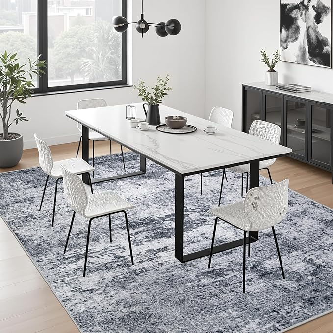 10x14 Area Rug Living Room Rug: Washable Modern Abstract Soft Thin Rug Indoor - Image 4