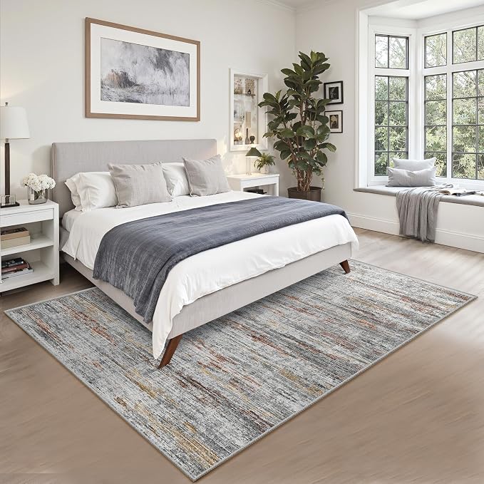 4x6 Rug - Stain Resistant Abstract Washable Rugs, Anti Slip Area Rugs - Image 6