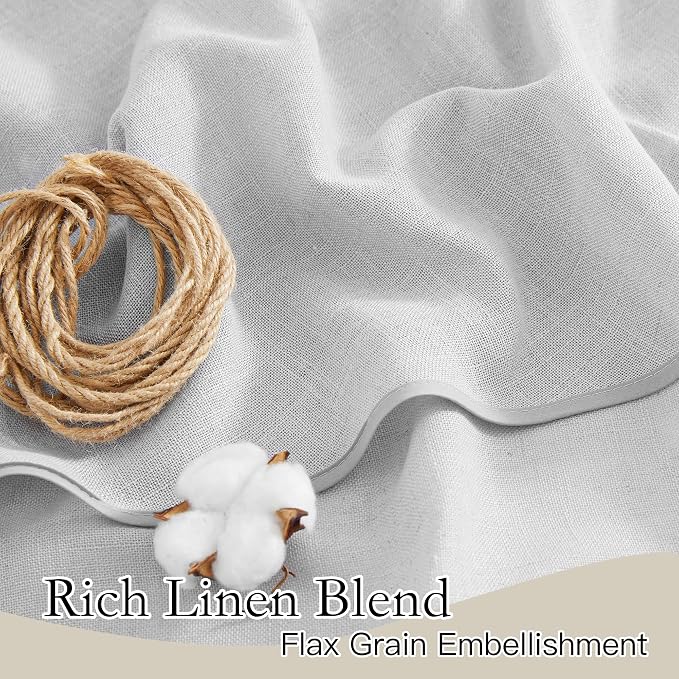 RYB HOME Linen Curtain Tiers for Bedroom Window Treatment, Rod Pocket Valance - Image 4