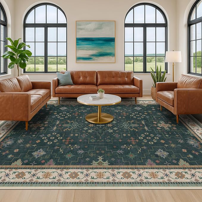 Hazo Haus Dark Green Oushak Living Room Rug 10x12 - Image 3