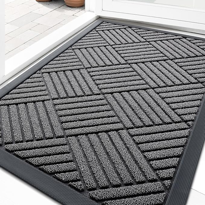 OLANLY Front Door Mat Outside Entrance 35x23, Heavy Duty Sturdy Natural Rubber by OLANLY