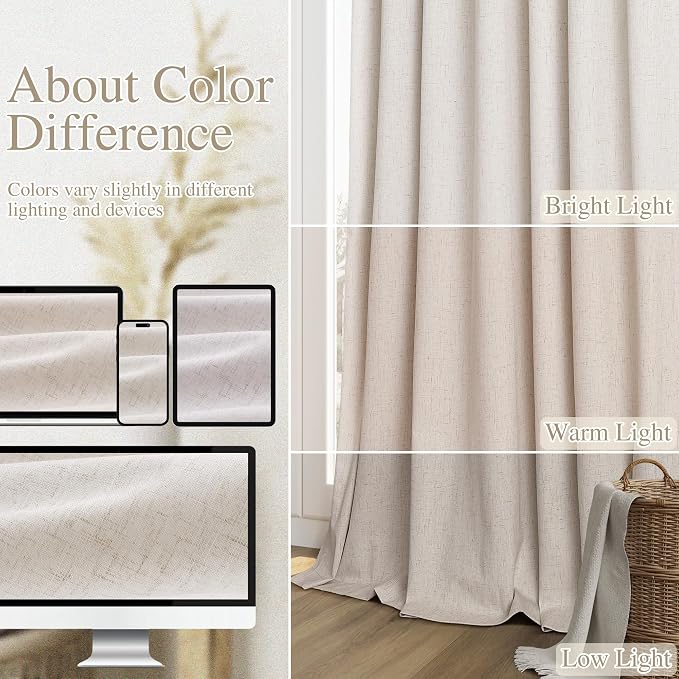 Guken 100% Blackout Curtains 108 Inch Length 2 Panels Set - Image 7