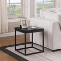 CENSI 18-Inch Black Marble Accent End Table/Side Table for Living Room, Modern Industrial, Square, Metal and Wood (Black Marble)