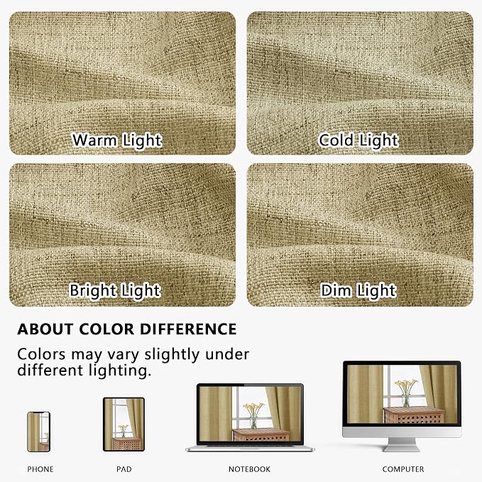 OVZME Valance for Windows, Light Filtering Faux Linen Textured Small Kitchen - Image 9