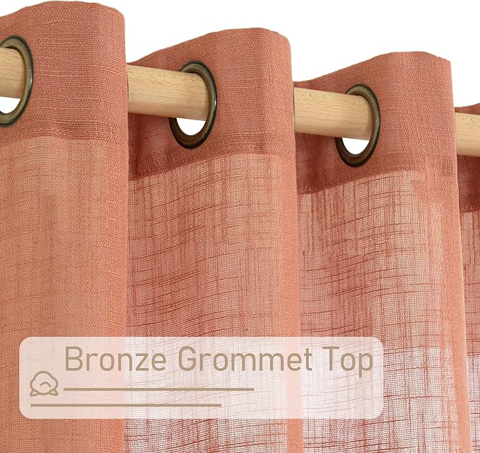 LAMIT Terracotta 72 inch Linen Curtains 2 Panels Set - Image 4
