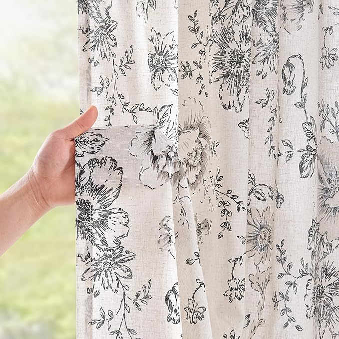 jinchan Floral Curtains for Living Room 84 Inch Length Farmhouse Printed - Image 3