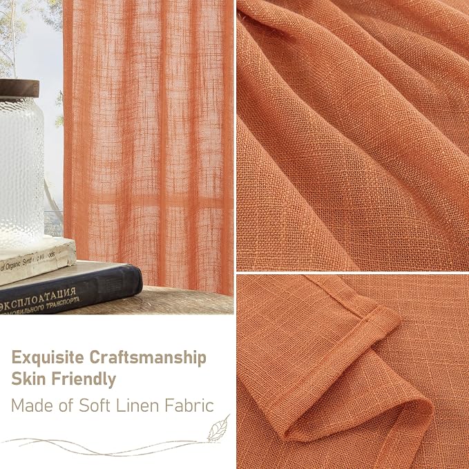 LAMIT Sheer Linen Curtains 63 Inch - Image 6
