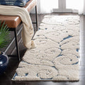 SAFAVIEH Florida Shag Collection Runner Rug - 2'3" x 13', Cream & Blue, Scroll Design, Non-Shedding & Easy Care, 1.2-inch Thick Ideal for High Traffic Areas in Living Room, Bedroom (SG455-1165)