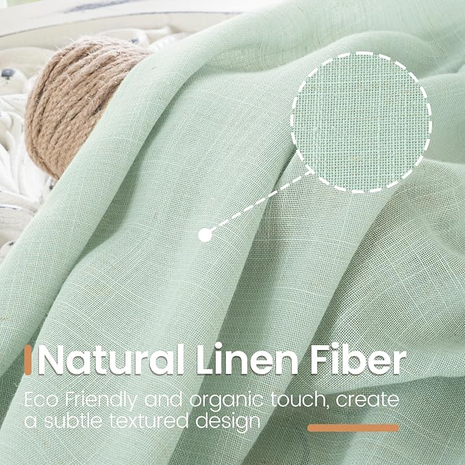 BGment Light Green Linen Semi Sheer Curtains 84 Inches Long - Image 3
