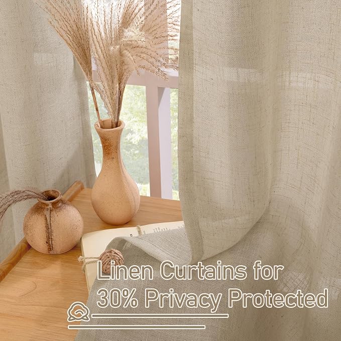 LAMIT Semi Sheer Linen Curtains 80 Inch Length - Image 5
