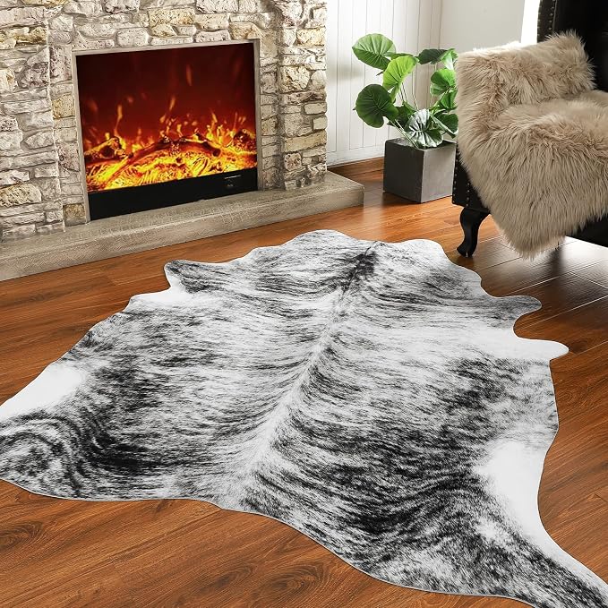 AROGAN Western Decor Faux Fur Cowhide Rug, 6 x 7 Feet Premium Animal Skin Cow - Image 3