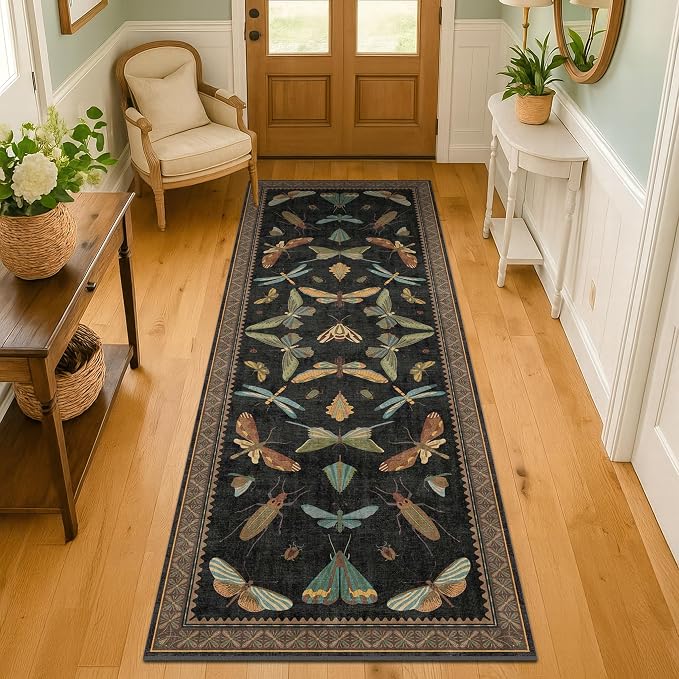 Black Insect 2'6"x10' Washable Extra Long Runner Rugs - Image 6