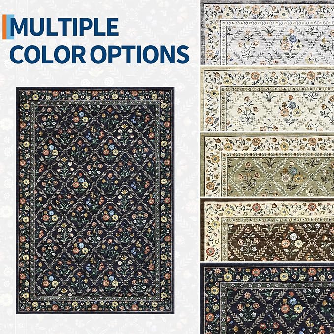 GarveeHome 8x10 Washable Large Living Room Rug Water Resistant Distressed - Image 8