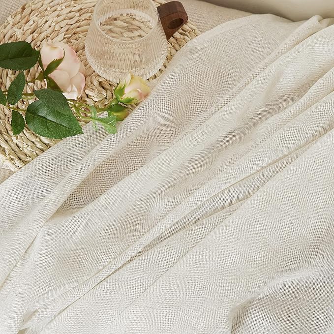 NICETOWN Semi Sheer Linen Burlap Curtains - Image 6